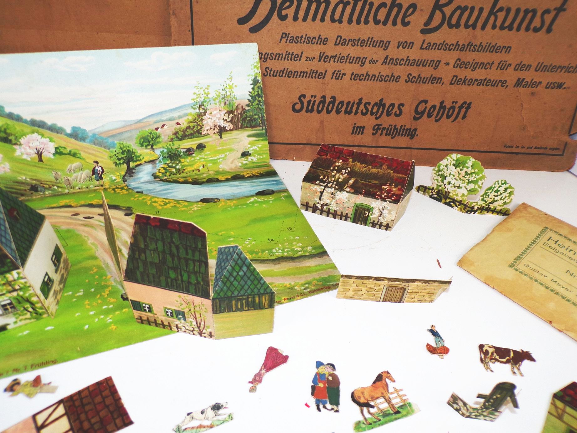 Diorama Frühling Heimatliche Baukunst Gustav Meyer Leipzig 1910 er Lehrmittel 