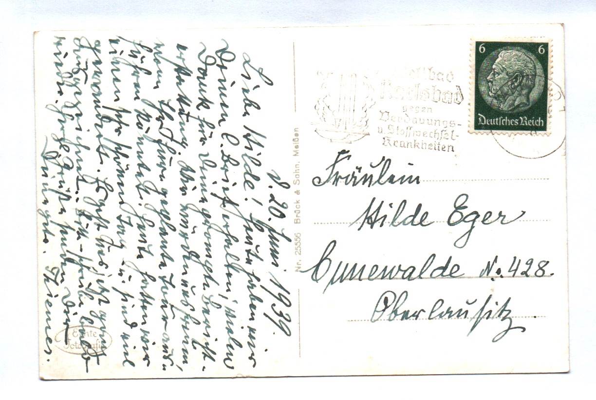 Ak Karlsbad Hirschensprung und Hotel Imperial 1939