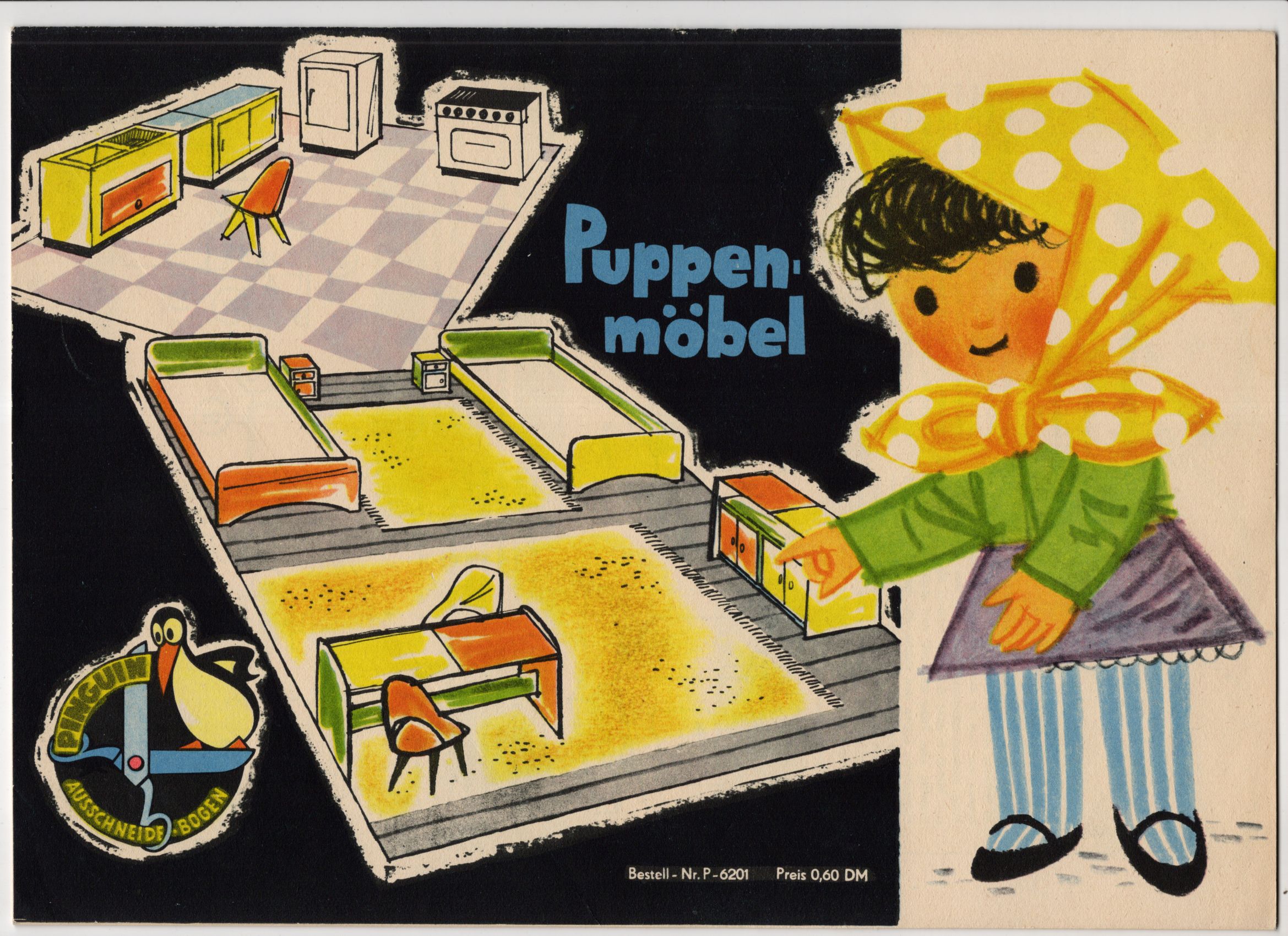 Alter Kranich Modellbogen Puppenmöbel DDR 1962 