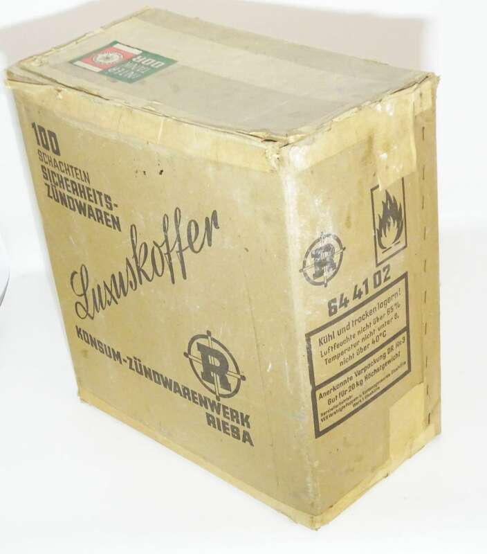 Alter Karton Streichhölzer Luxuskoffer Konsum Zündwarenwerk Riesa Inter Tank DDR