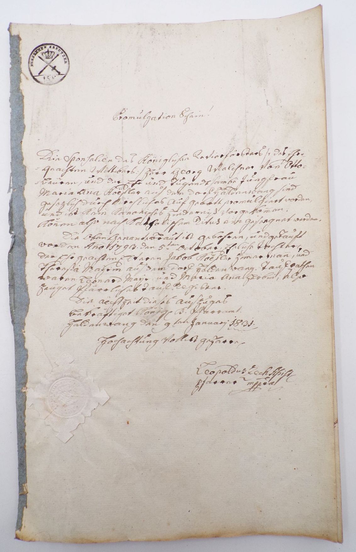 Kirchliche Schriftstück 1833 Mindelheim Haldenwang Rettenbach 