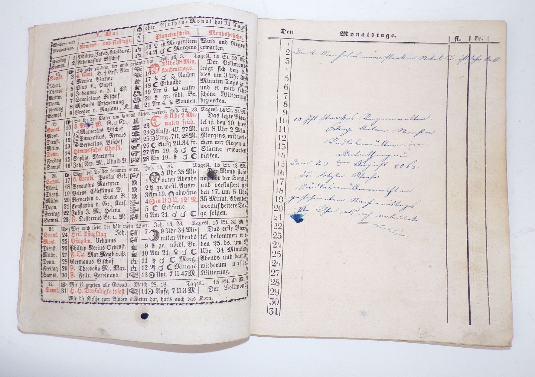 Alter Kalender Neuer Schreib Kalender 1863 Steinhauser Kempten Bayern