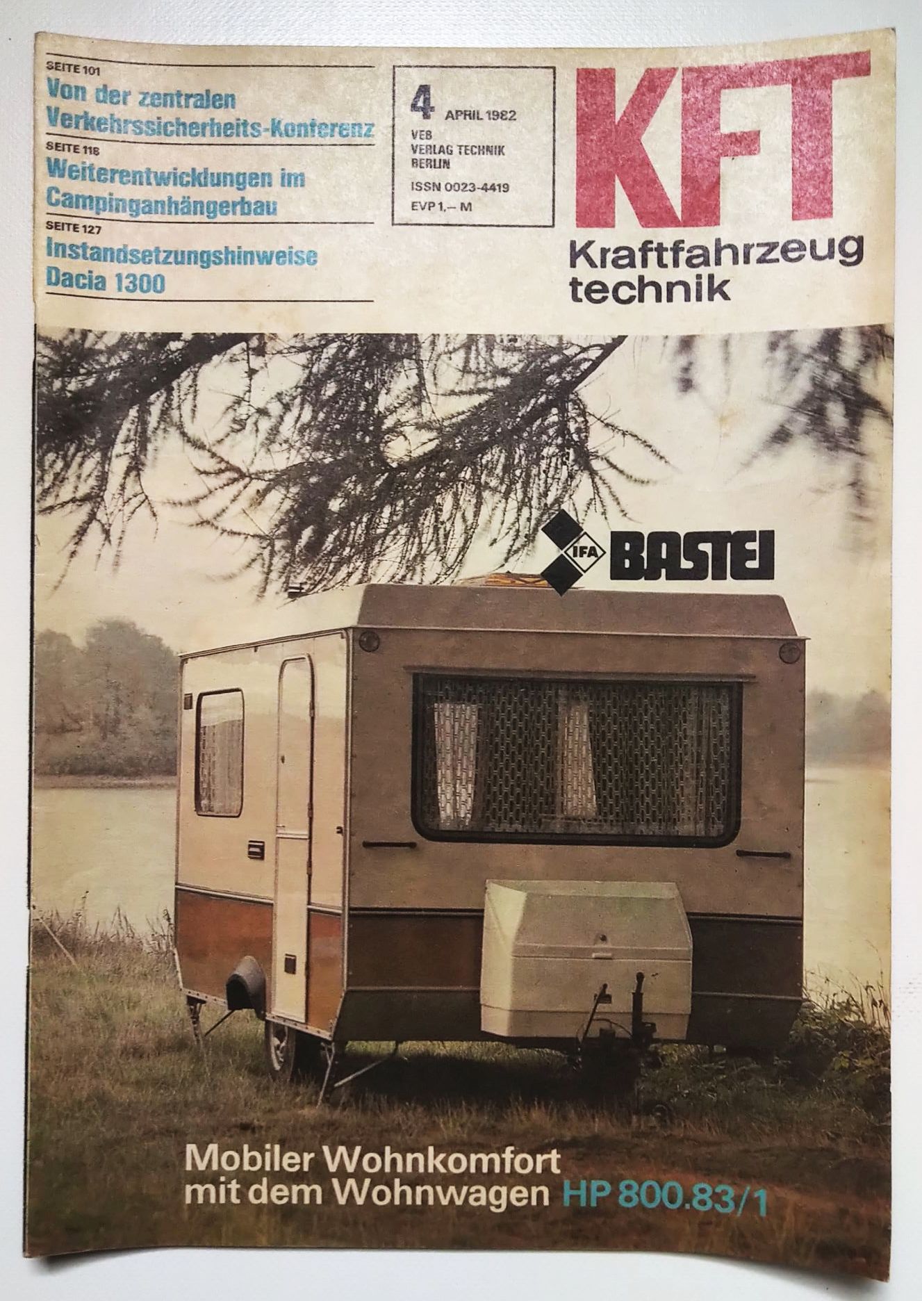 DDR Zeitschrift KFT Nr 4 Wohnwagen HP80083 Kraftfahrzeugtechnik 1982 DDR Zeitschrift KFT Nr 4 Wohnwagen HP80083 Kraftfahrzeugtechnik 1982