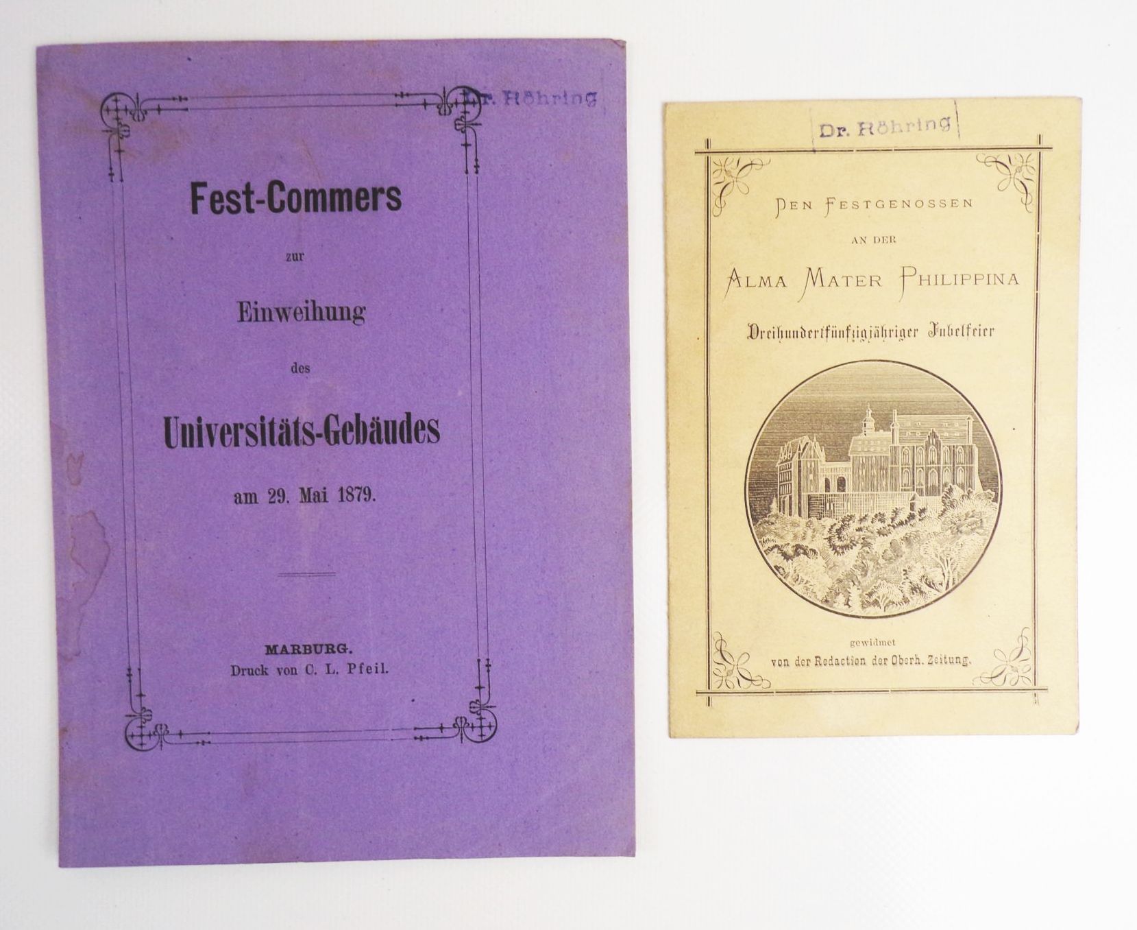 Studentika Nachlass Marburg ab 1877 Festkarte Commers Studentika Nachlass Marburg ab 1877 Festkarte Commers