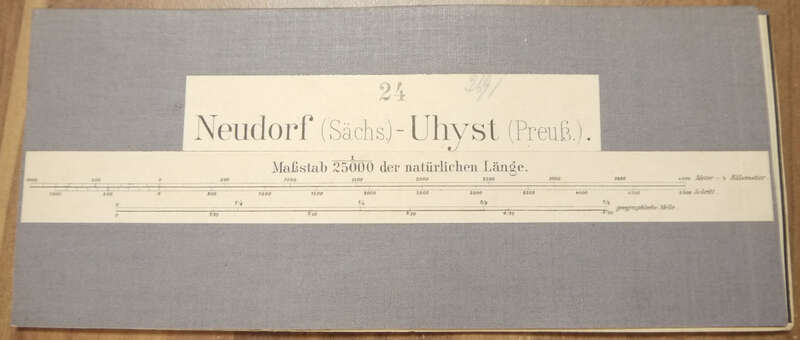 Leinenlandkarte Neudorf (Sächs.) Uhyst (Preuß.) 1:25000 um 1890 Landkarte Leinen