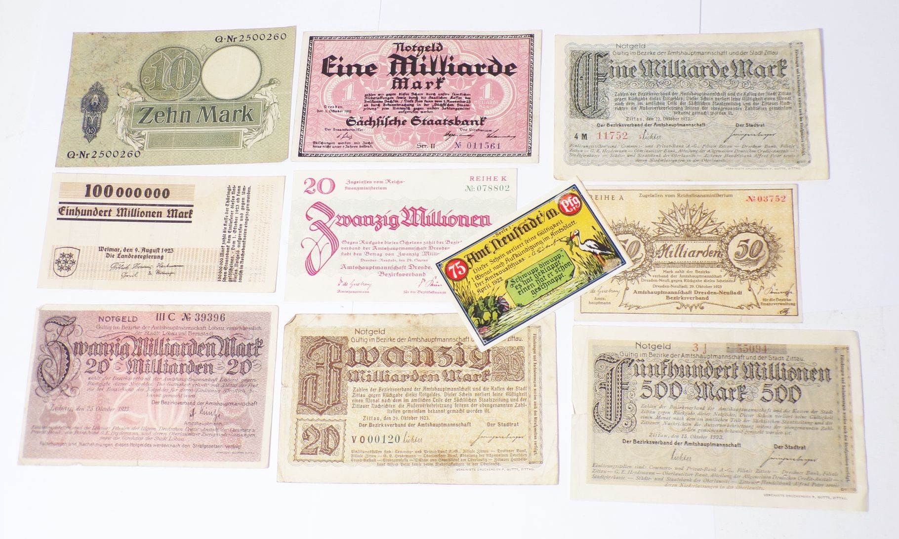 Lot alter Geldscheine Neustadt Kolonie Inflation 1923 Notgeld