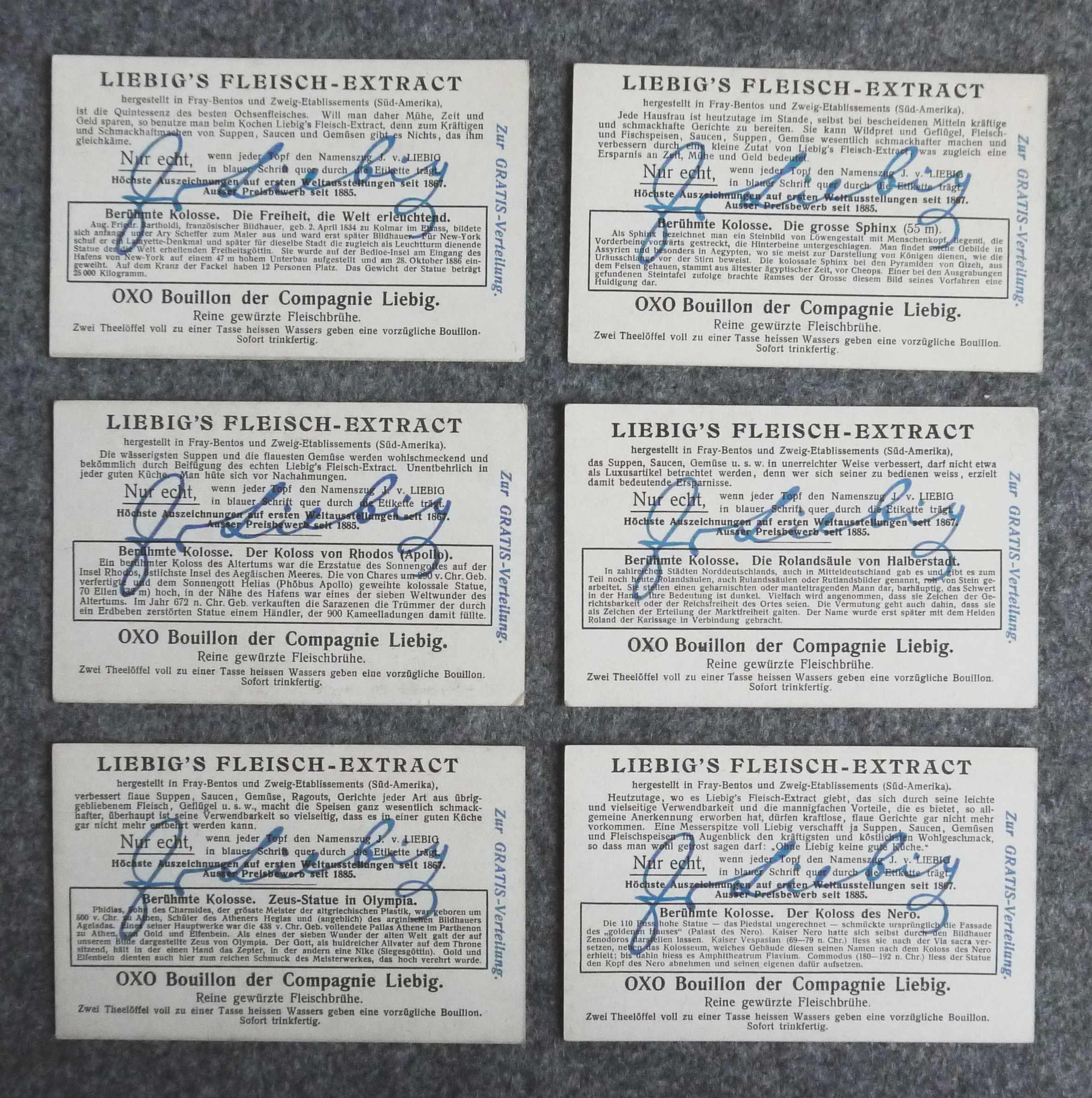 Sammelbilder Berühmte Kolossalstatuen Liebig Bilder Liebigs Fleisch Extract
