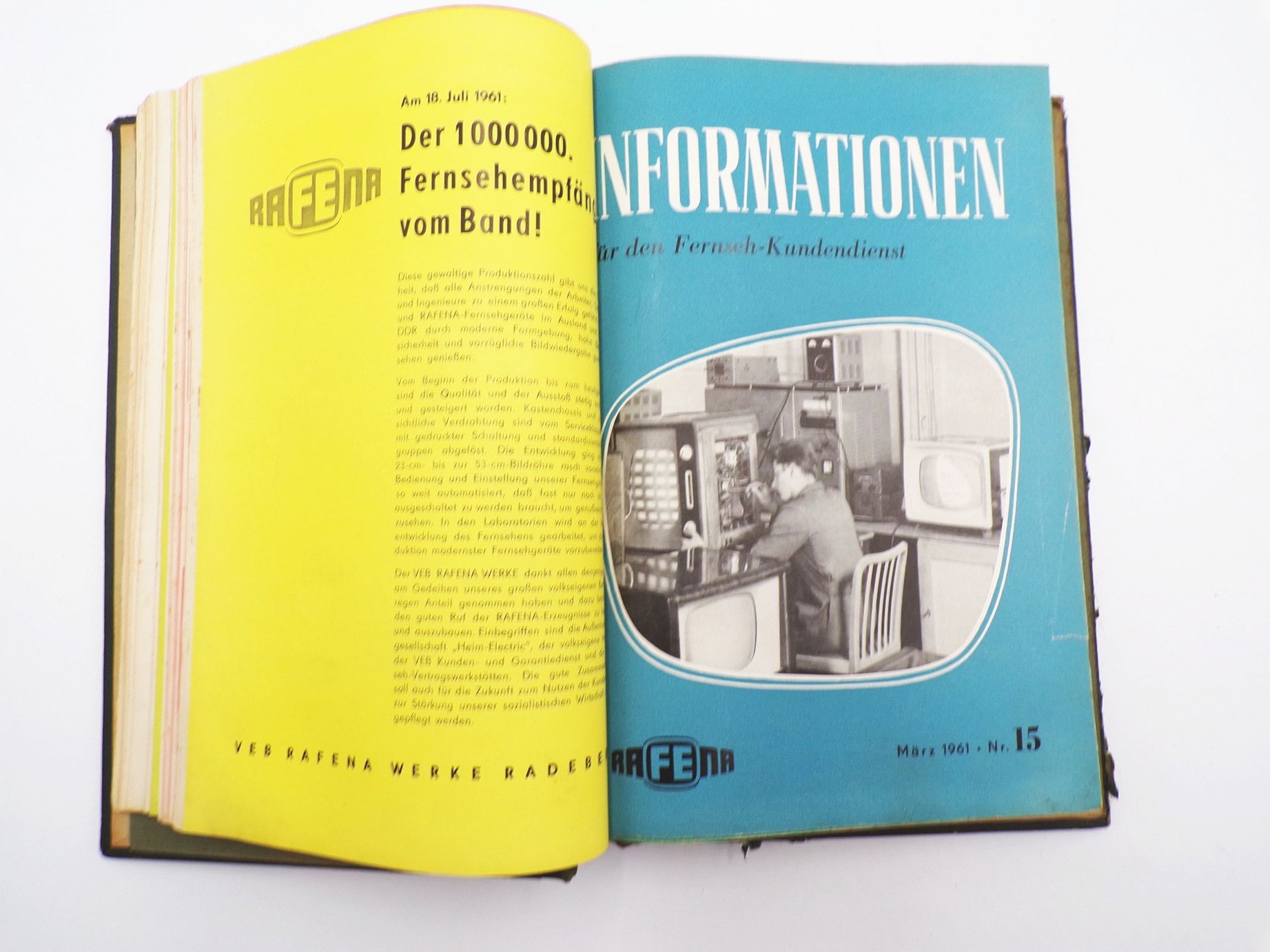 Rafena Information für den Fernseh Kundendienst ab 1956 DDR