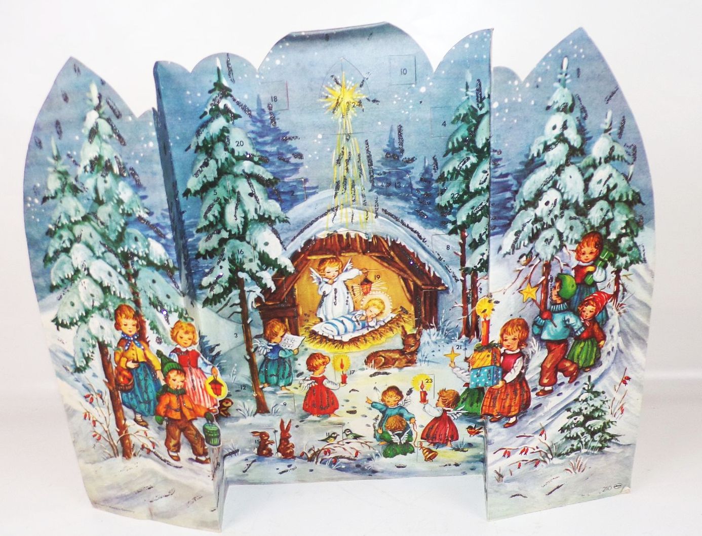 Alter Adventskalender Amag 210 Western Germany Kinder Jesus Baby Vintage