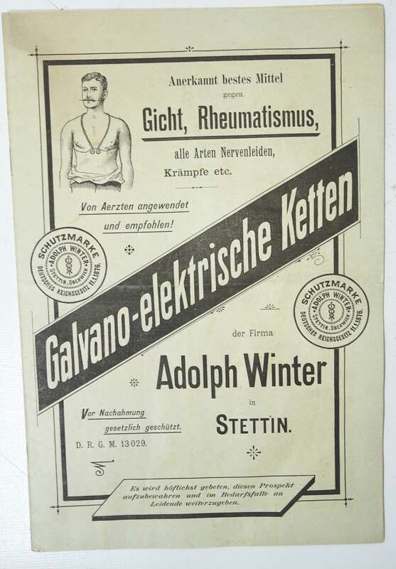 Werbung Adolph Winter Stettin Galvano elektrische Ketten Medizin Homöopathie um 1900