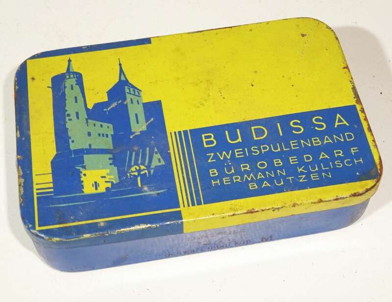 Alte Blechdose Budissa Zweispulenband Farbband Kulisch Bautzen 1930er 