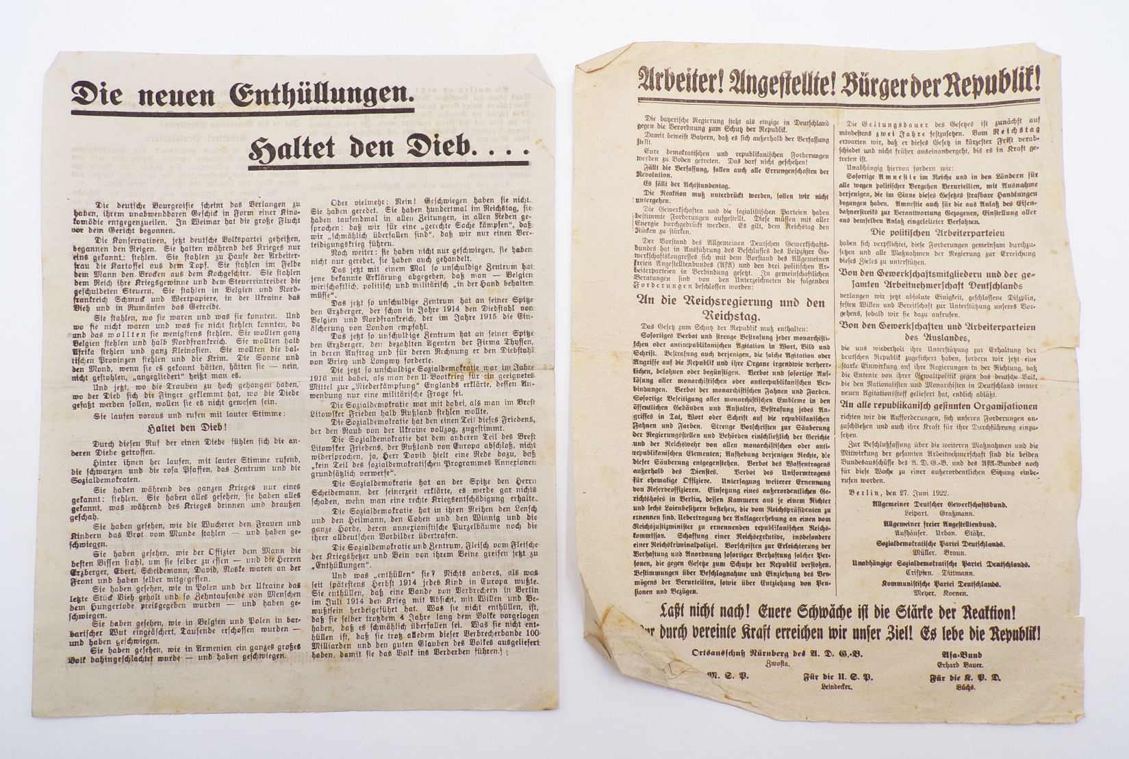 Original Flugblätter KPD SPD Kommunisten 1919 Räterepublik Nürnberg 