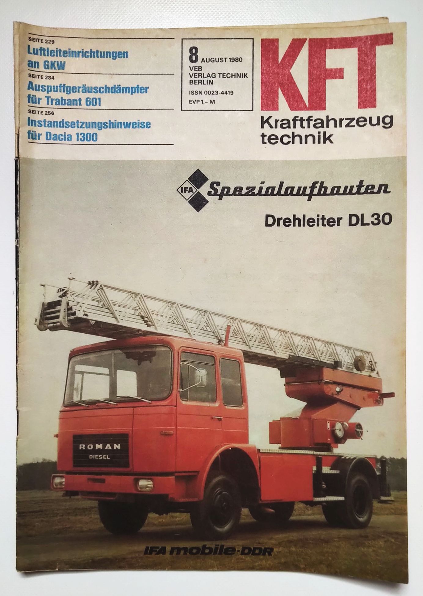 KFT Nr 8 Auspuffdämpfer Trabant 601 Kraftfahrzeugtechnik 1980 Zeitschrift KFT Nr 8 Auspuffdämpfer Trabant 601 Kraftfahrzeugtechnik 1980 Zeitschrift