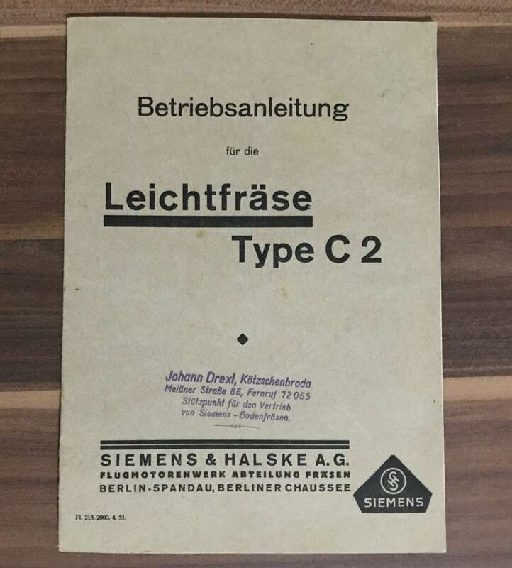 Siemens Betriebsanleitung Leichtfräse Type C2 alte Anleitung