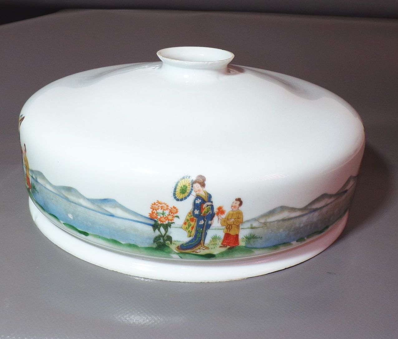 Alter Lampenschirm Glas China Asien Motiv 1930er 