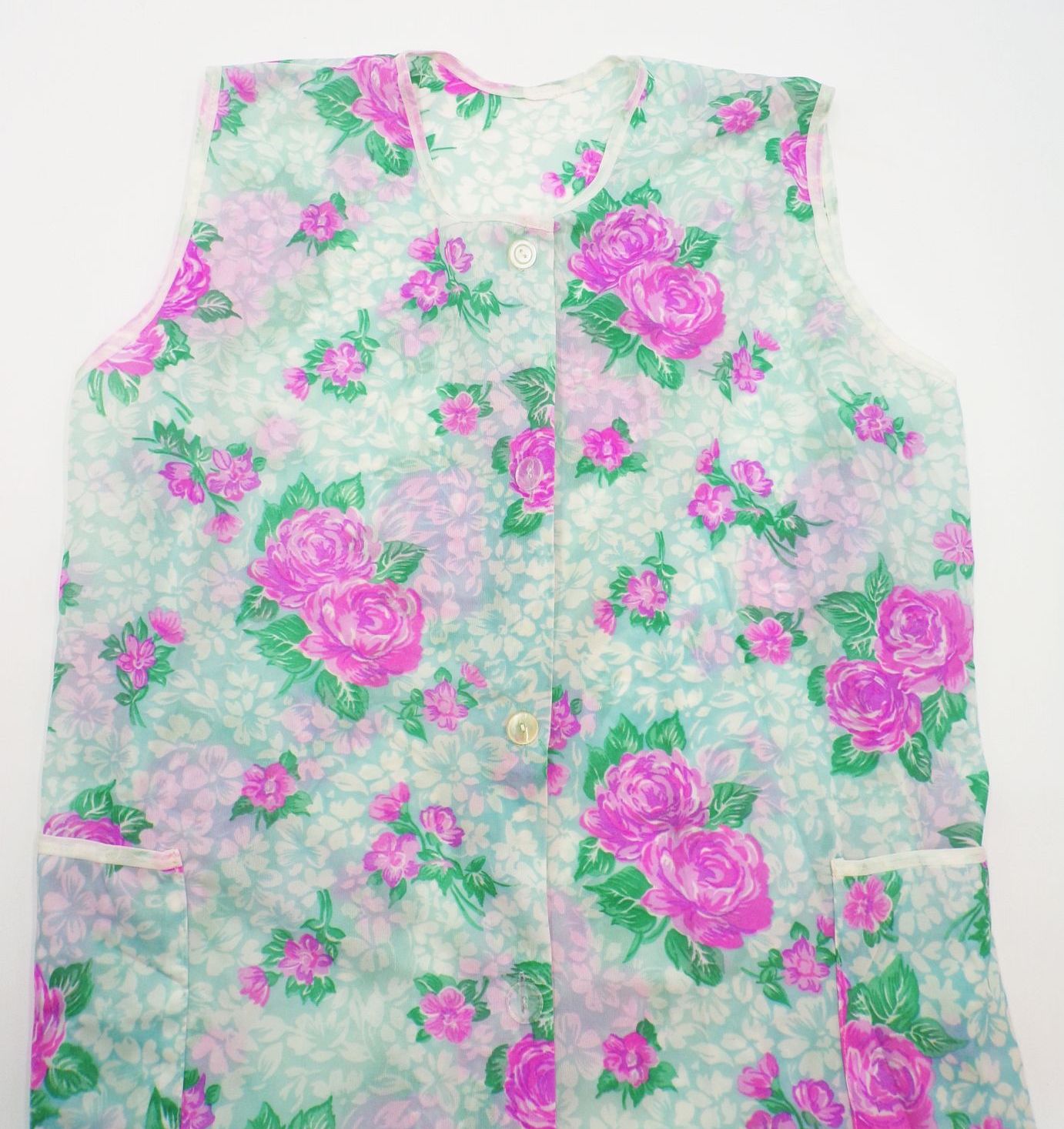 Alte Kittelschürze Dederon Blumen Bunt Größe 50 DDR Vintage Alte Kittelschürze Dederon Blumen Bunt Größe 50 DDR Vintage