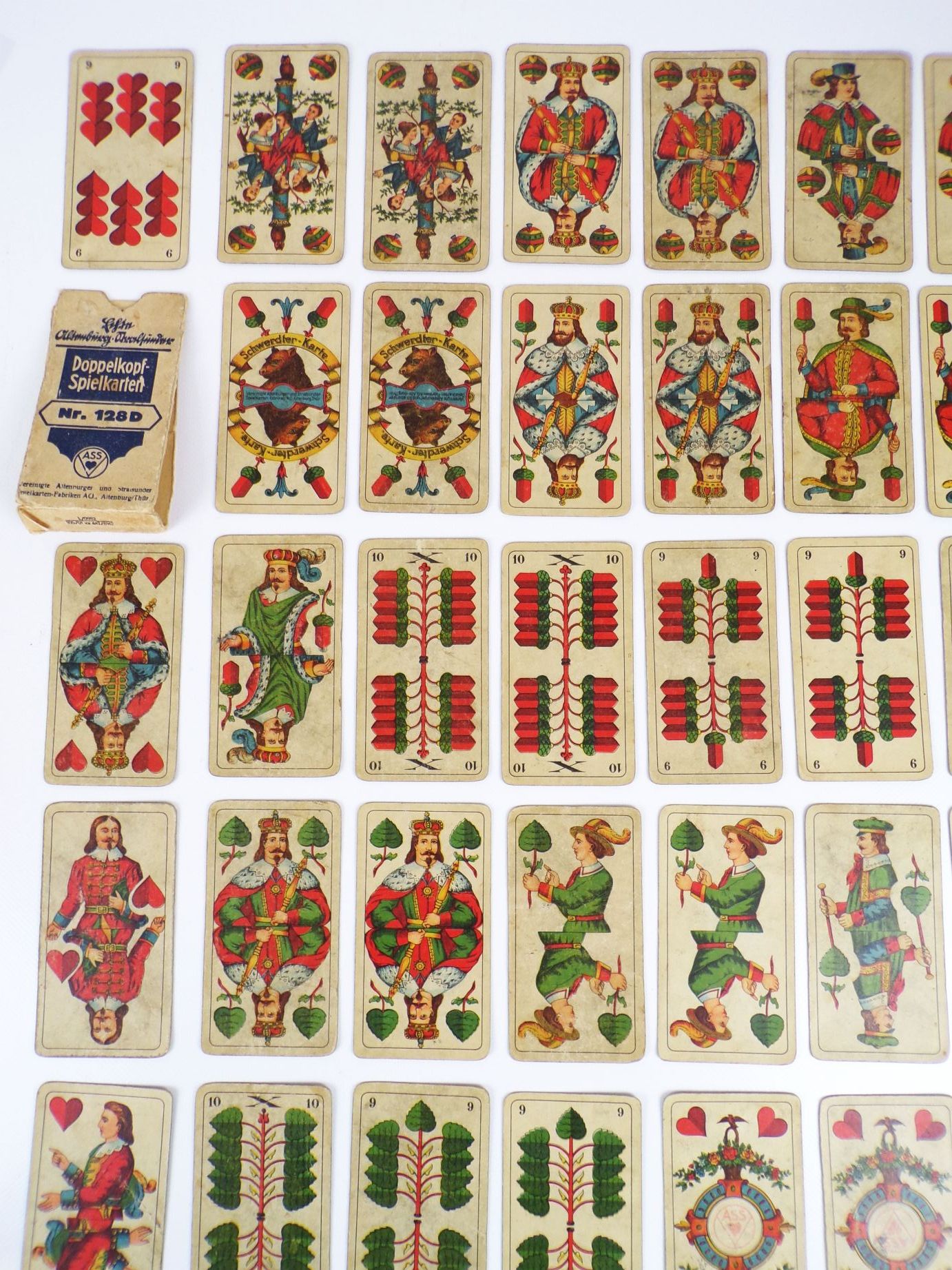 Altes Doppelkopf Kartenspiel Schwerdter Karte Nr 128D ASS Altenburg