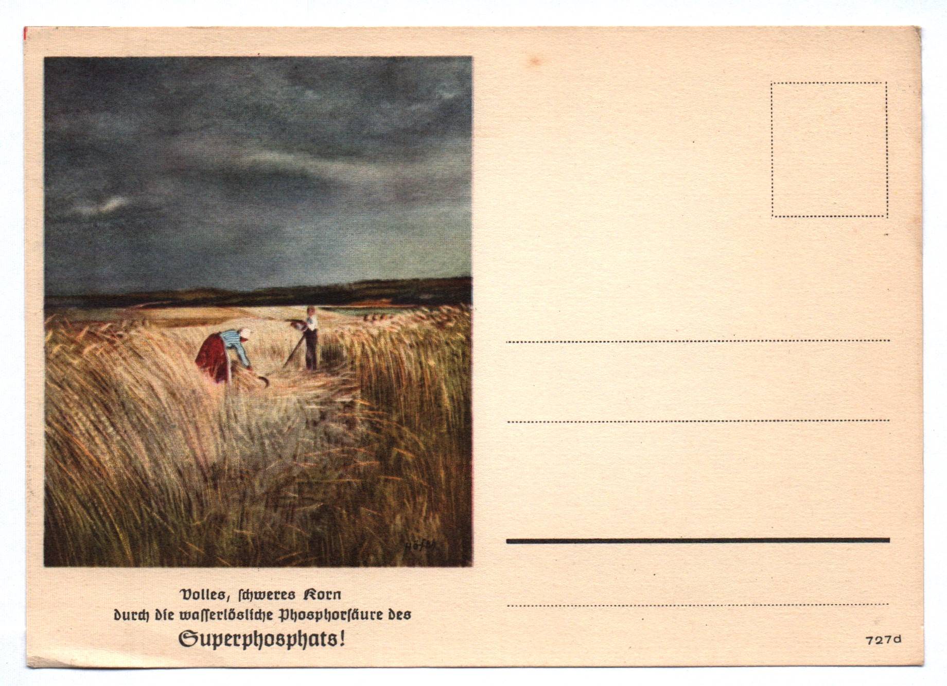 Postkarte Volles schweres Korn Reklame Phosphorsäure Superphosphat