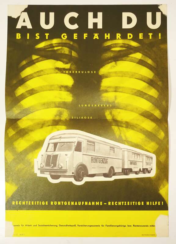 DDR Plakat Röntgenzug Volksröntgen Untersuchung Röntgen 1972 Poster 