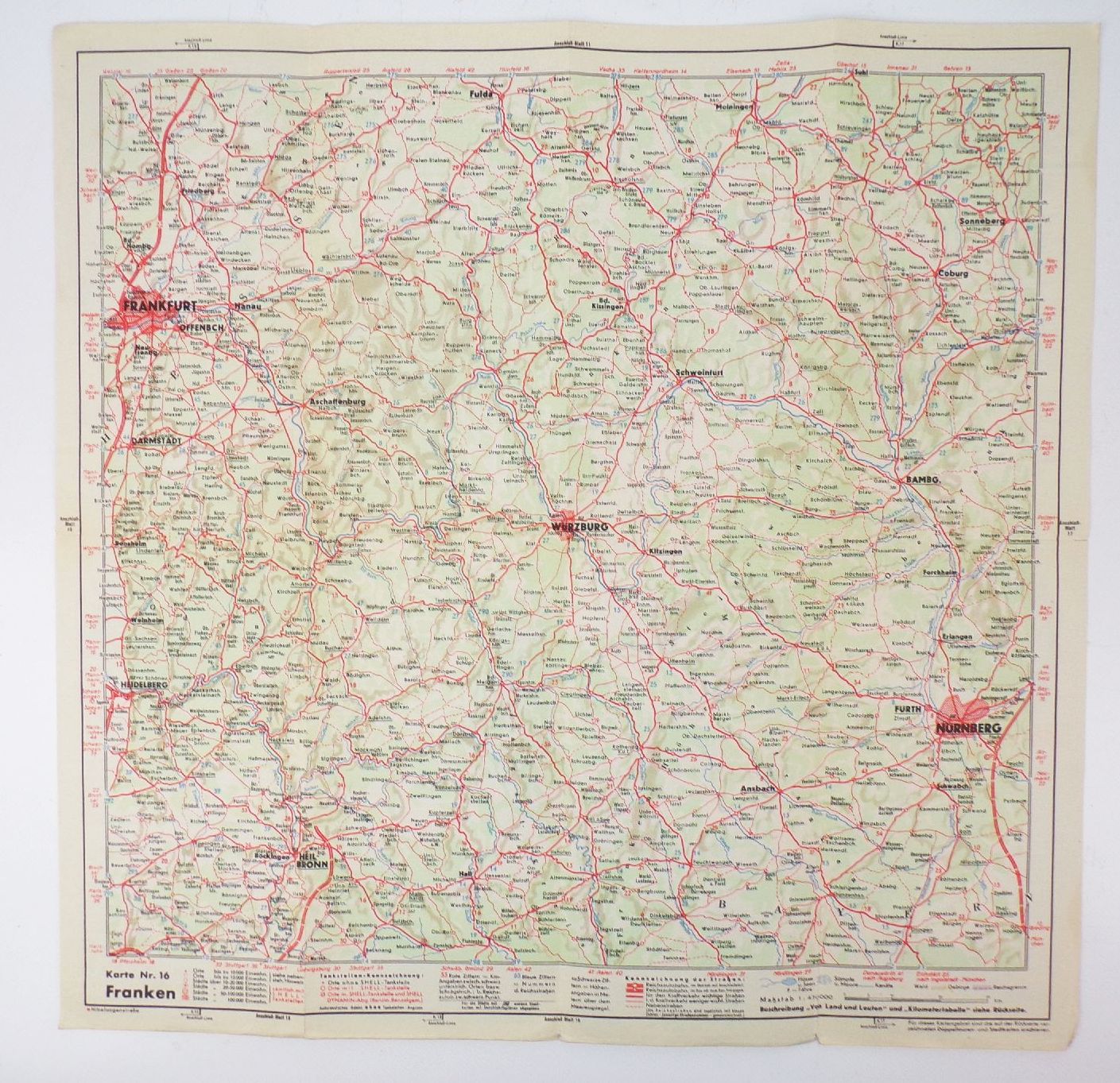 Shell Straßenkarte Nr 16 Franken