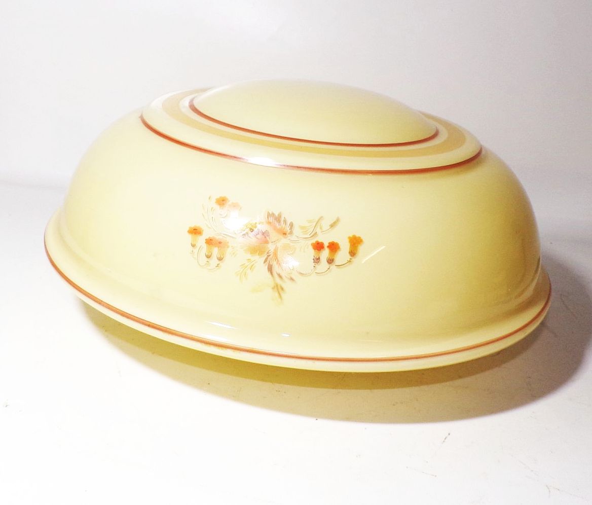 Alter Lampenschirm geschlossene Schale beige Floral 1940 1950er Ersatzschirm