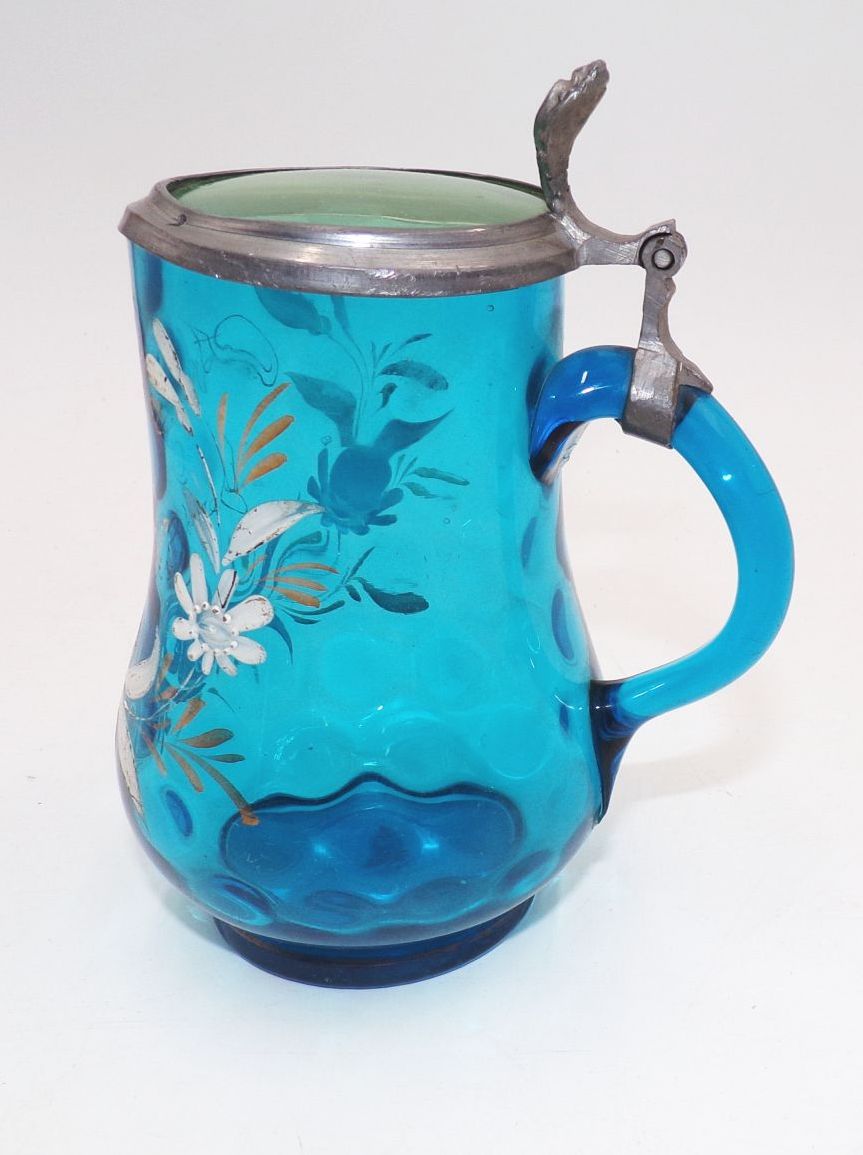 Altes Glas Andenken an Gersdorf Schneemalerei Blau Antik Andenkenglas Altes Glas Andenken an Gersdorf Schneemalerei Blau Antik Andenkenglas