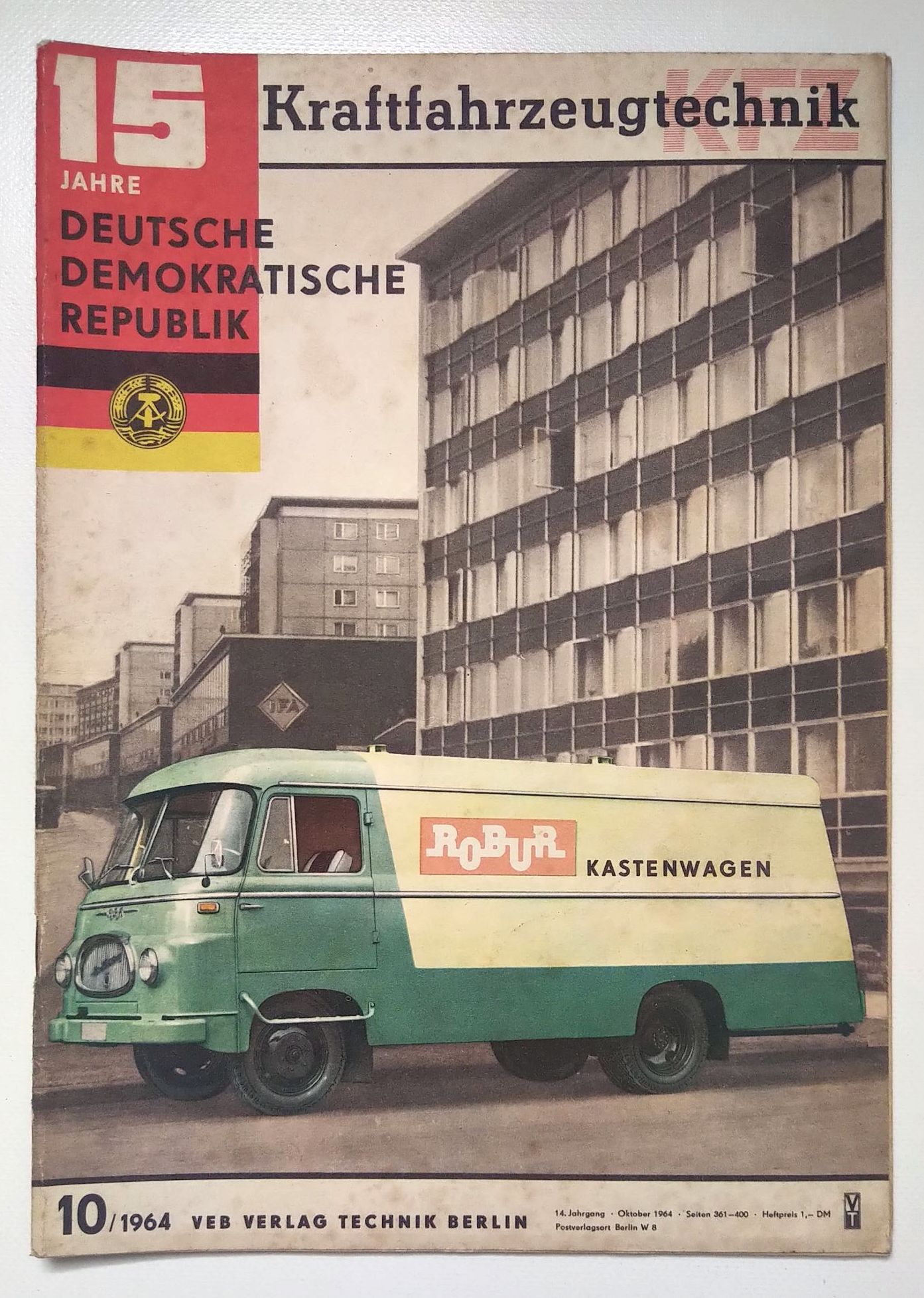 Kraftfahrzeugtechnik Zeitschrift DDR 1964 Nr 10 ROBUR Kastenwagen