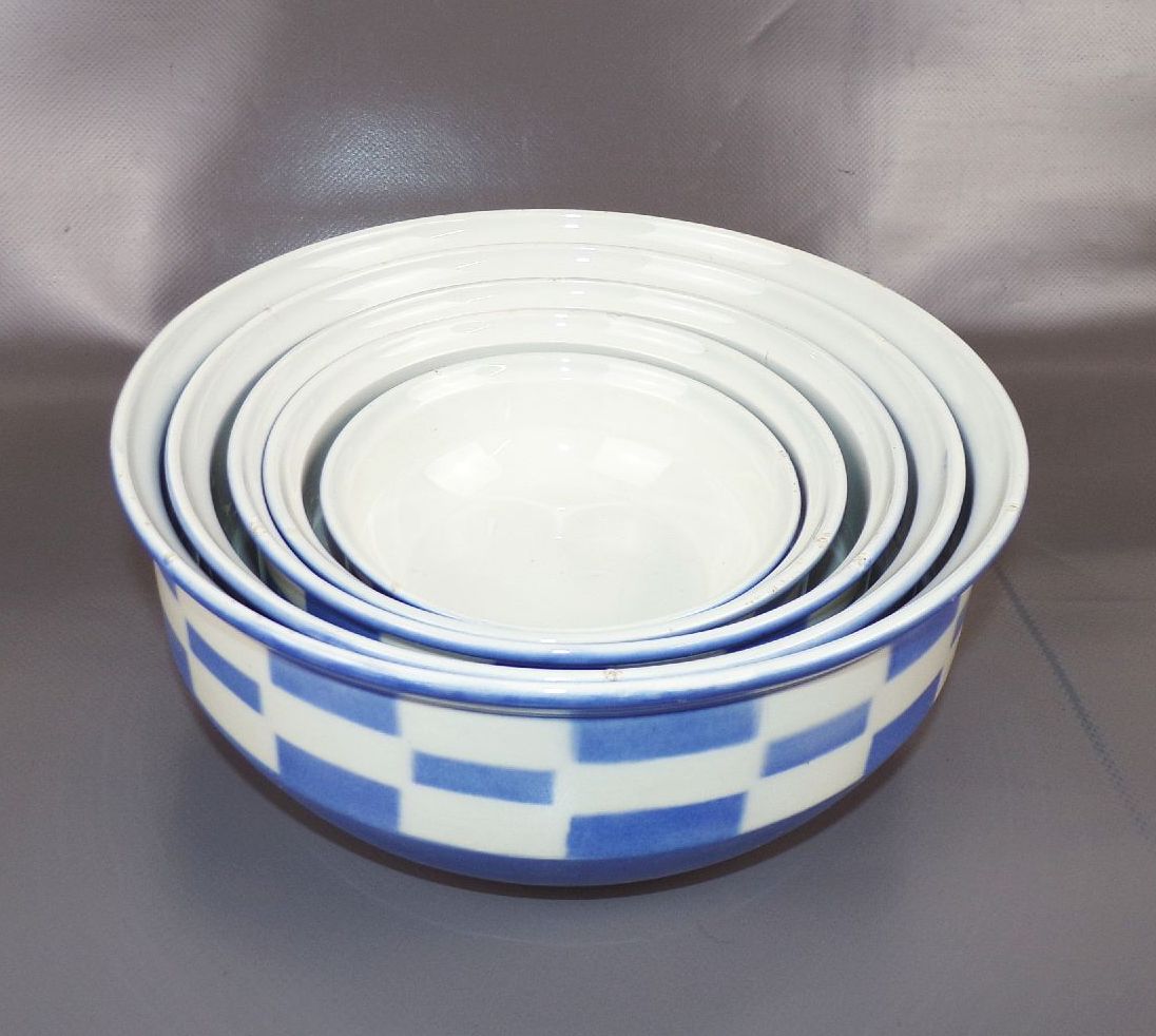 Altes Schüssel Spritzdekor Set 5 Keramik Schalen Küche Vintage 