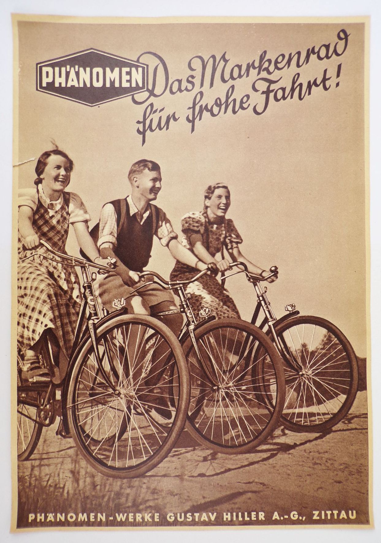Phänomen Fahrrad Zittau Werbeblatt 1938 Reklame Sammler bicycle 