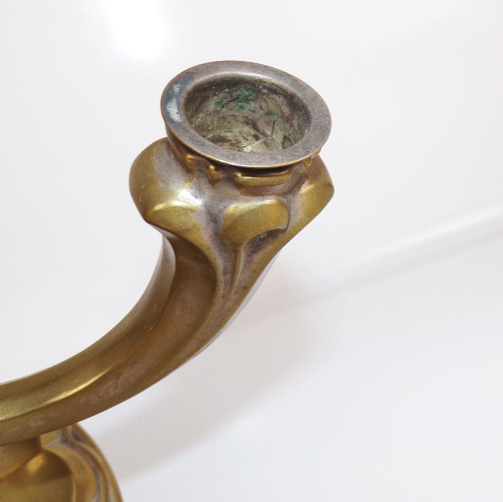 Alter Kerzenständer Kerzenhalter 2armig Messingfarbe Alter Kerzenständer Kerzenhalter 2armig Messingfarbe