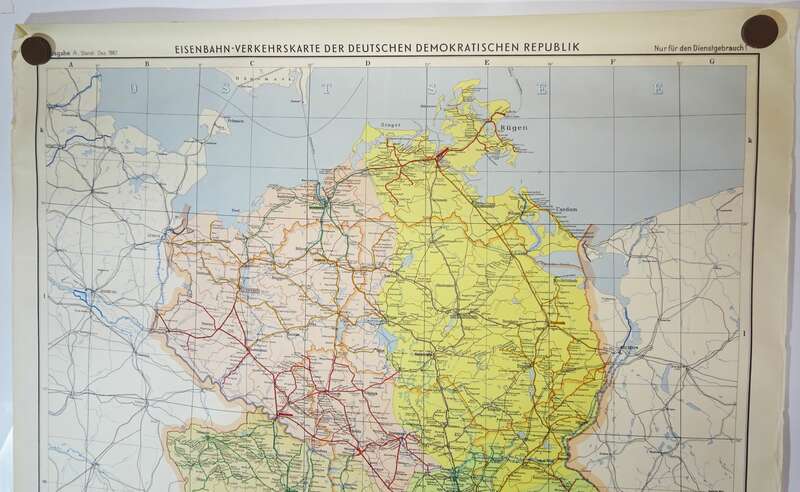 Eisenbahn Verkehrskarte der DDR 1967 Dienstgebrauch vintage Landkarte