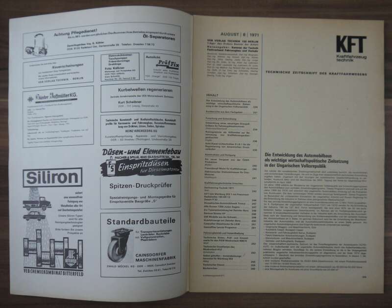 KFT Zeitschrift DDR August 1971 Erfahrungen mit dem neuen Pneumant Reifen Radial