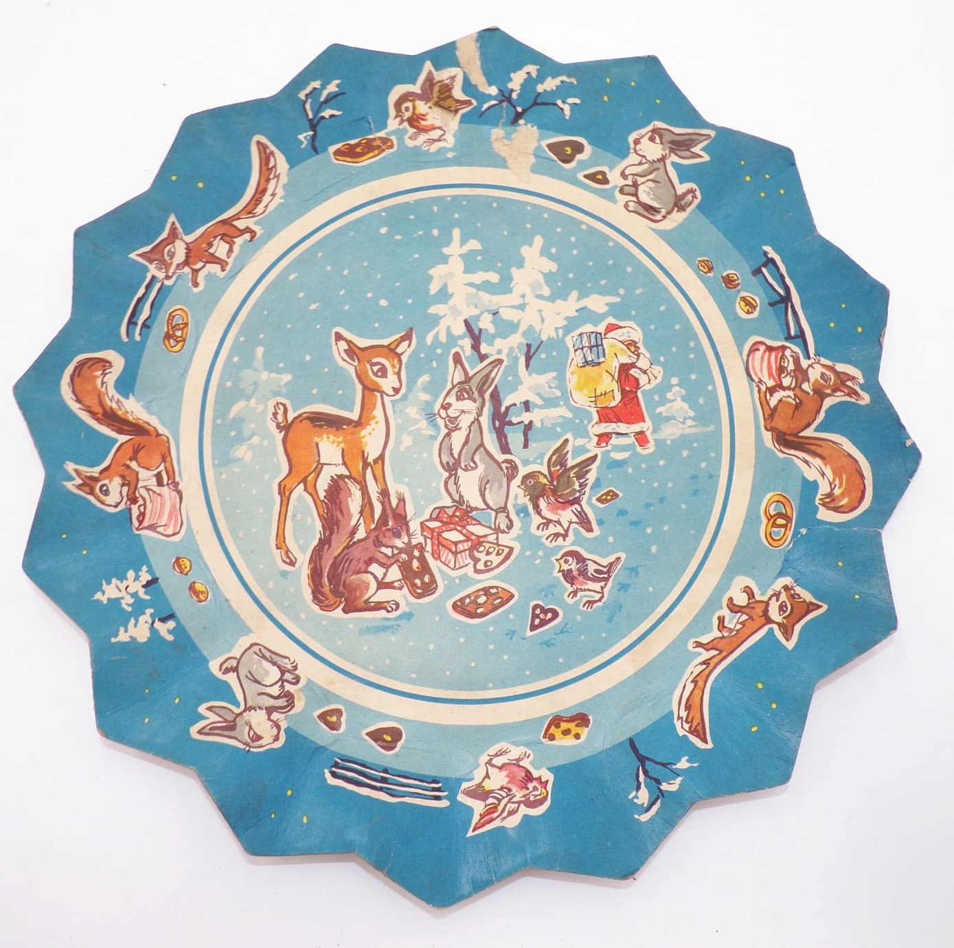 Alte Weihnachtsteller aus Pappe DDR Weihnachtsschmuck 