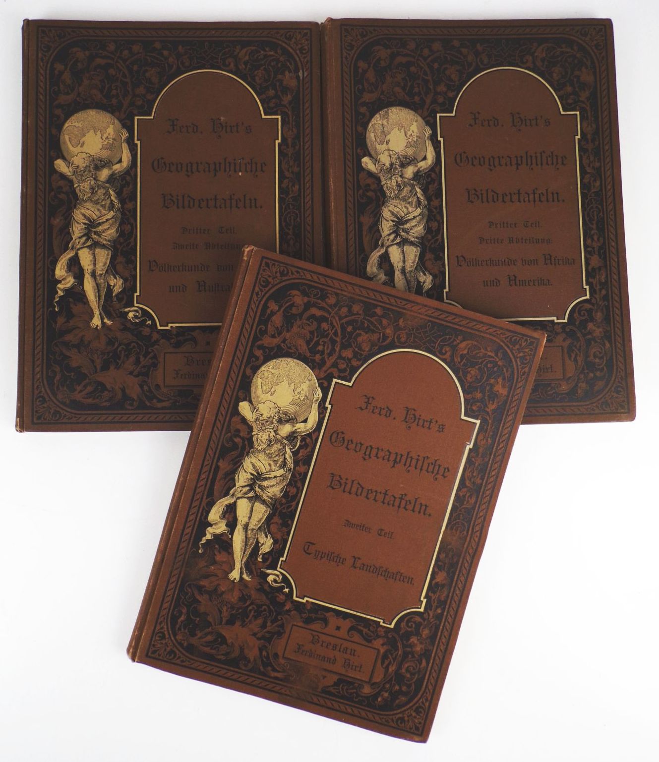Ferdinand Hirts Geographische Bildertafeln 3 Bücher 1887 