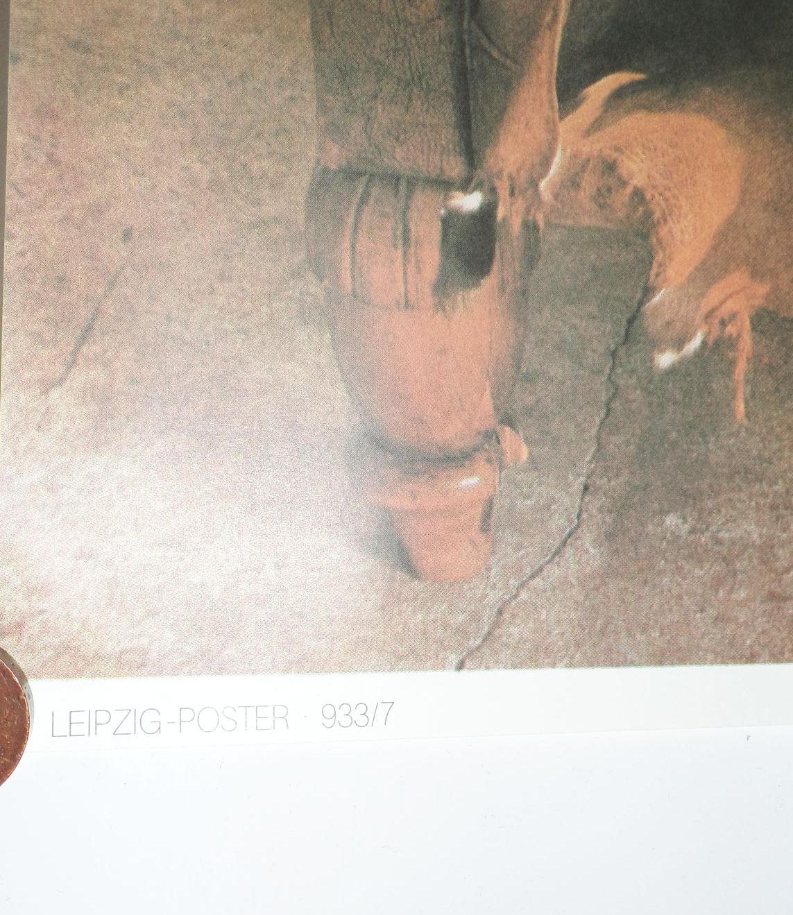 DDR Poster Akt im Ledersessel Josef Liedke Frau leicht bekleidet