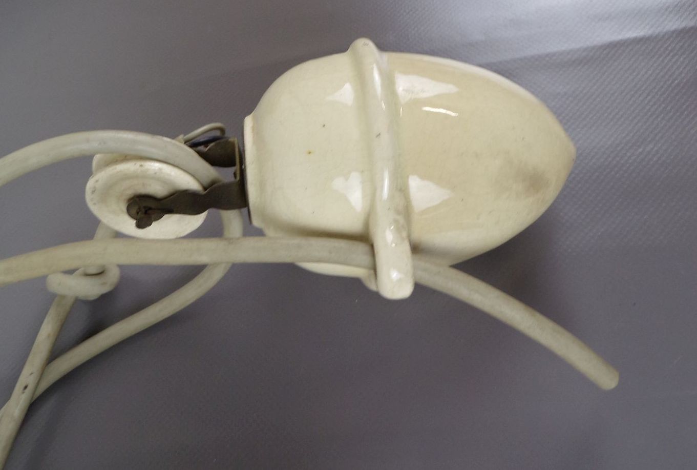 Alter Lampenzug Weiss Steingut Lampenpendel Leuchte Aufhängung