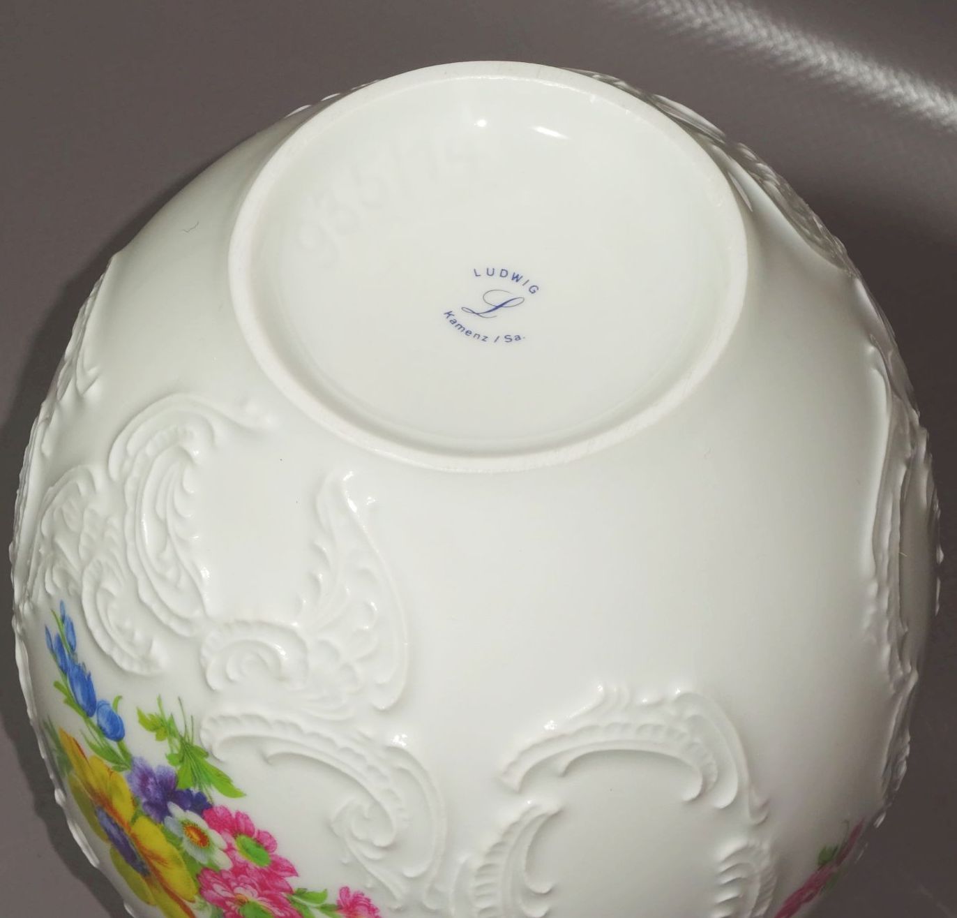 Alte Porzellan Vase Blumen Dekor Ludwig Kamenz Deko