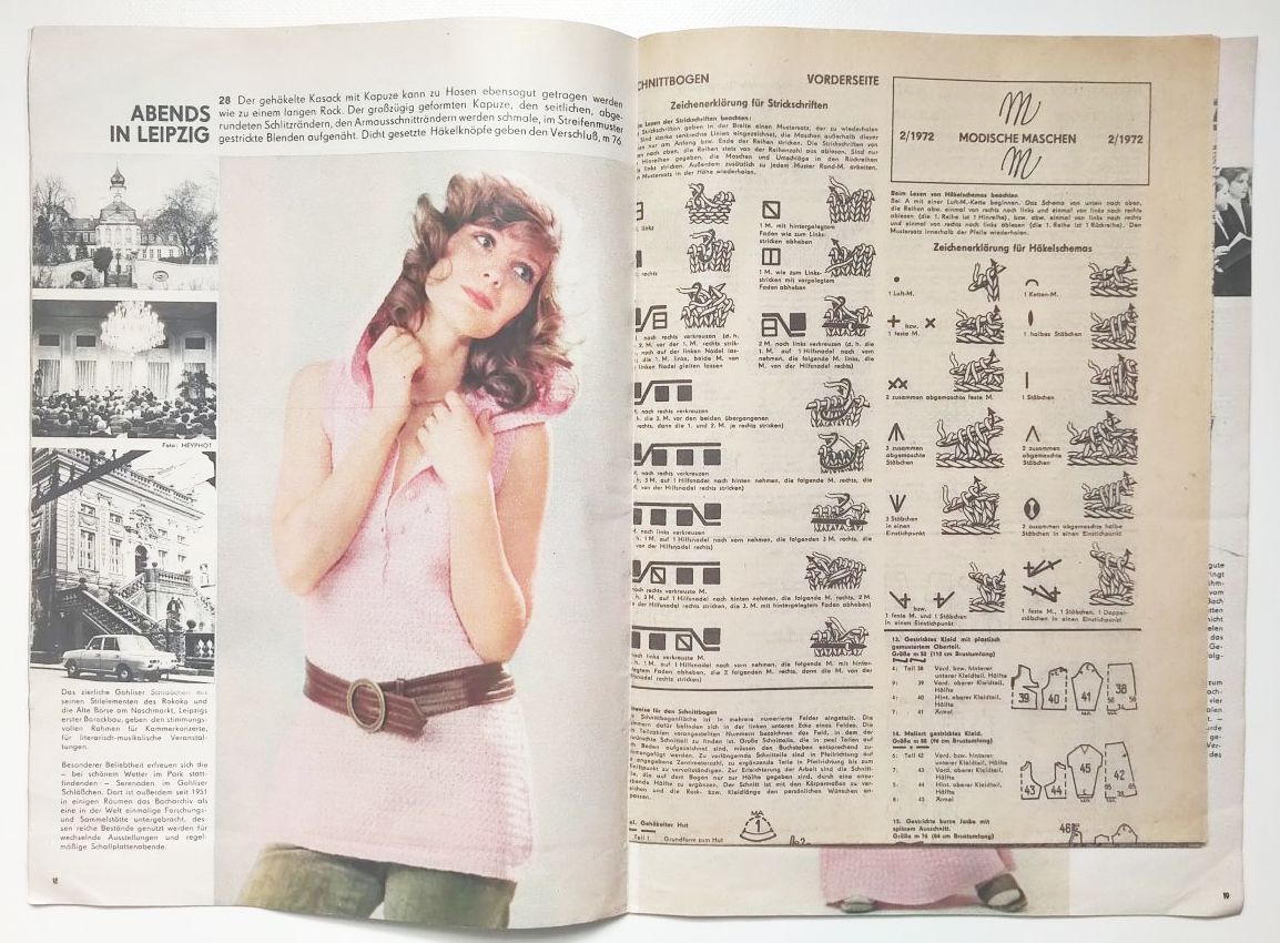 Modezeitschrift Modische Maschen 1972 Nr 2 mit Schnittmusterbogen DDR Modezeitschrift Modische Maschen 1972 Nr 2 mit Schnittmusterbogen DDR