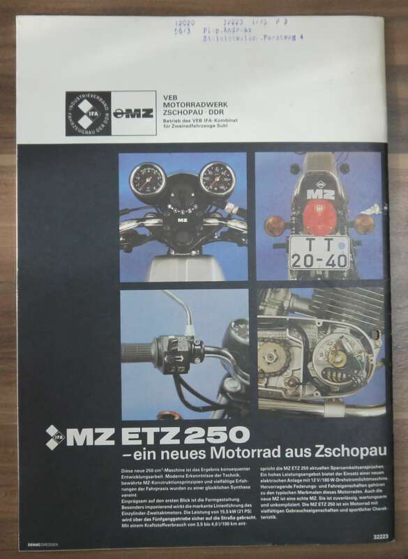 KFT Mai 1981 Die neue aus Zschopau MZ ETZ 250 Instandsetzungshinweise Dacia 1300