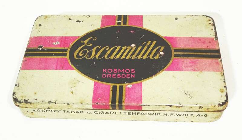 Alte Zigaretten Blechdose Escamilla Kosmos Dresden um 1920er 