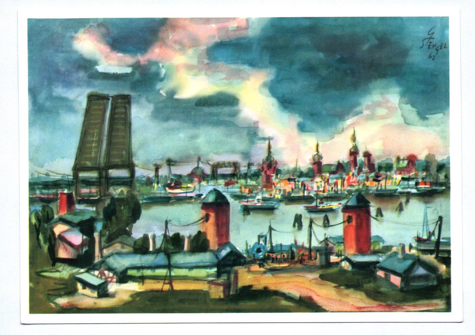 Künstler Ak Gerhard Stengel Hafen von Stralsund