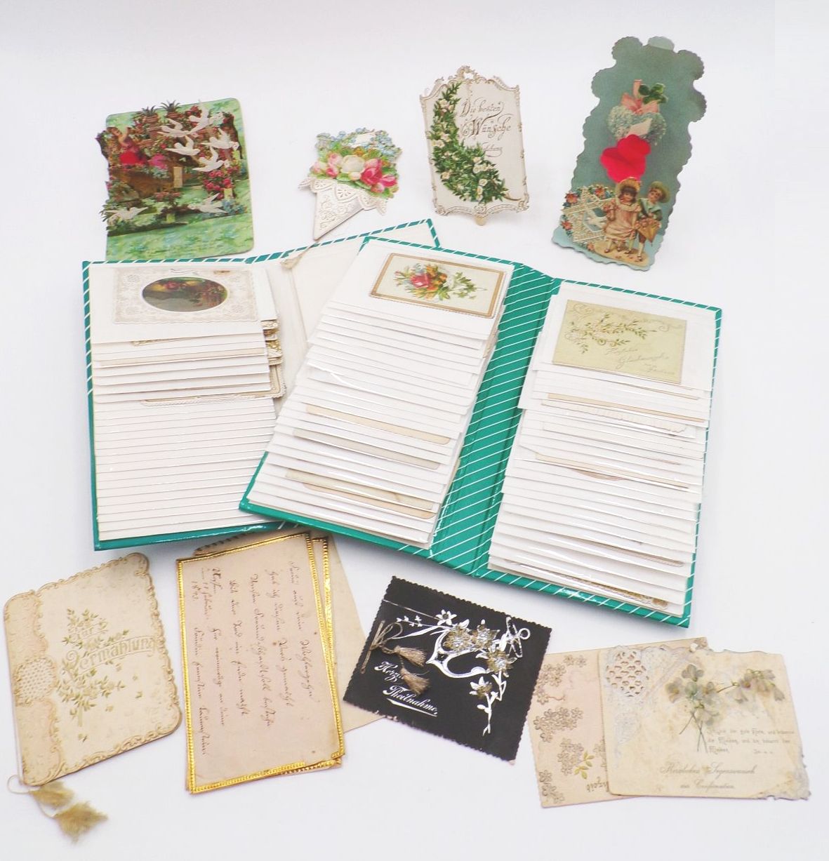 Schmuckpapier Sammlung Kulissenkarten Papierkunst Antik Karten um 1900