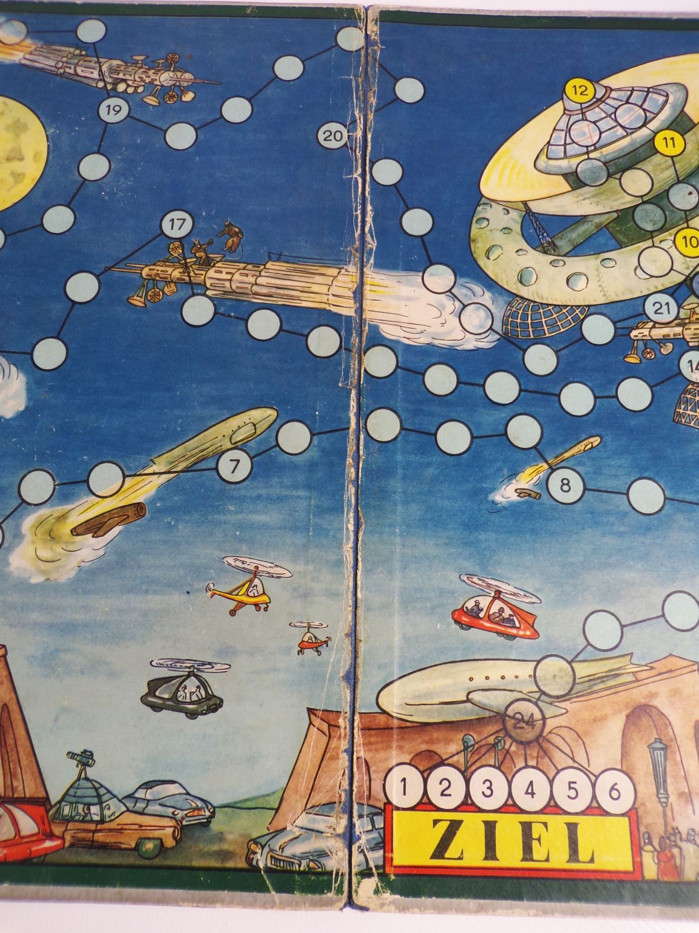 Der Flug ins Weltall Altes Brettspiel Würfelspiel 1956