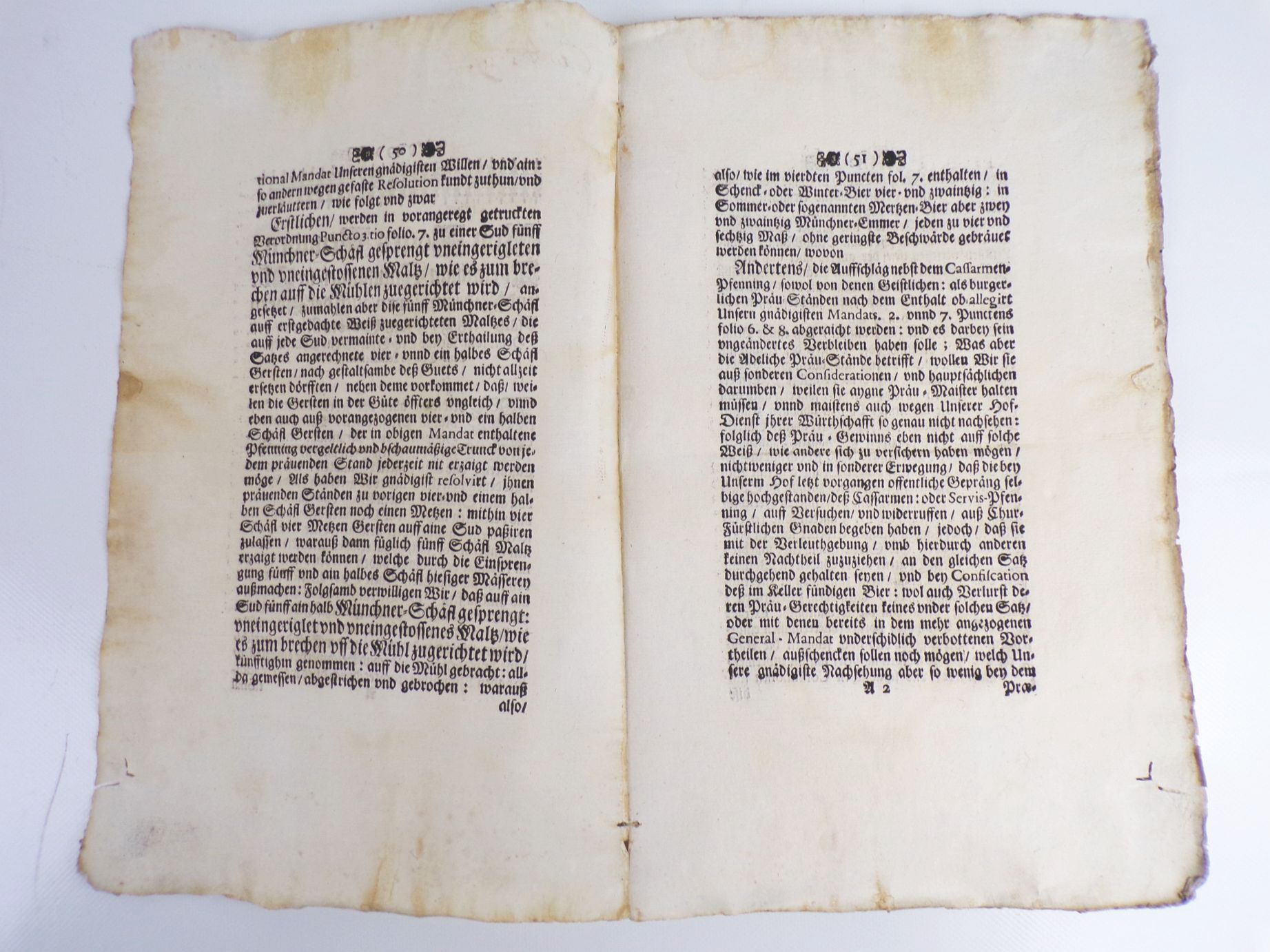 Dekret Bier Brauerei 1723 blauer Kurfürst von Bayern Maximilian Emanuel 