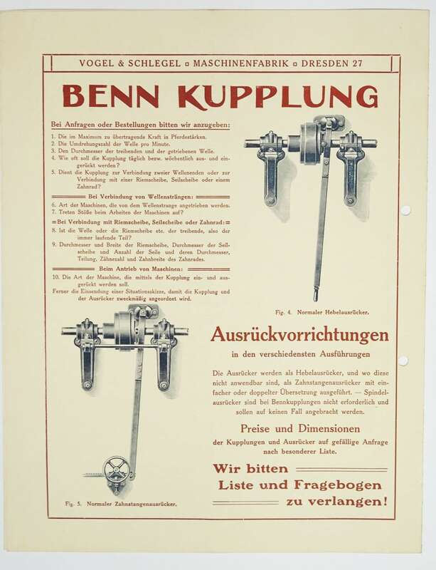 Vogel Schlegel Maschinenfabrik Dresden Werbe Blätter Prospekt um 1910