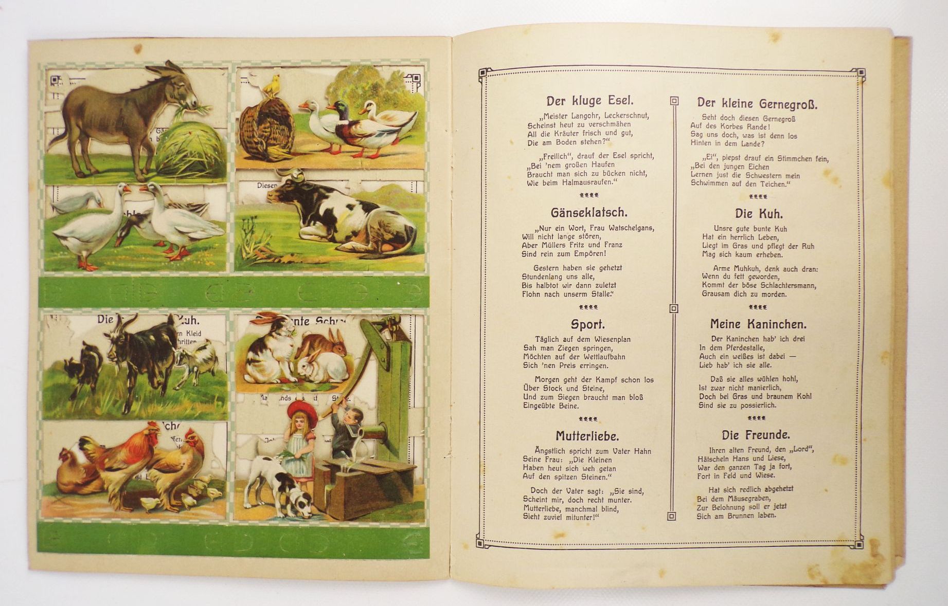 Unsere Lieblingstiere Bilder zum ausschneiden und aufstellen Fröbel Bilder um 1900