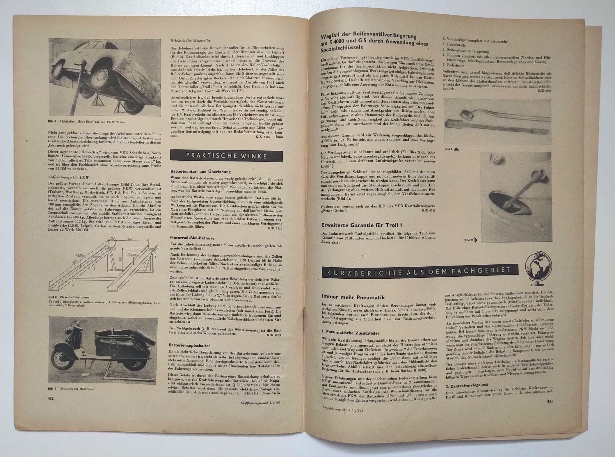 Kraftfahrzeugtechnik Zeitschrift DDR 1963 Nr 11 Trabant Motor P60 Kraftfahrzeugtechnik Zeitschrift DDR 1963 Nr 11 Trabant Motor P60