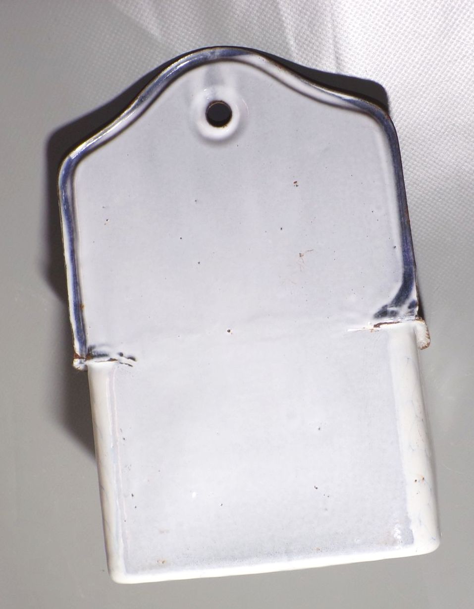 Alter Topflappen Emaille Behälter Netzdekor Wabenmuster 