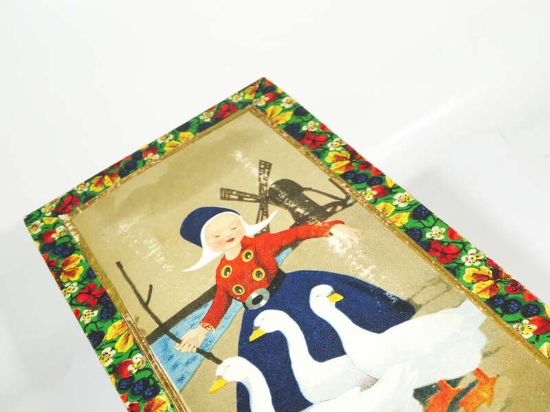 Alte Pappdose Holländer Motiv Windmühle Gänsemaid 1920er Deko Requisit 