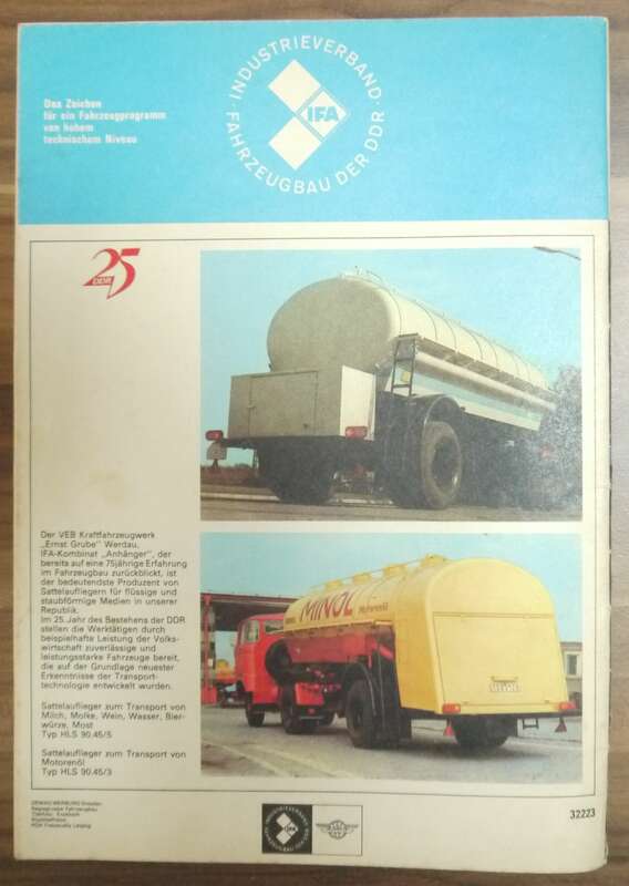 DDR KFT Zeitschrift Oktober 1974 Sattelauflieger Typ HLS 9048 2